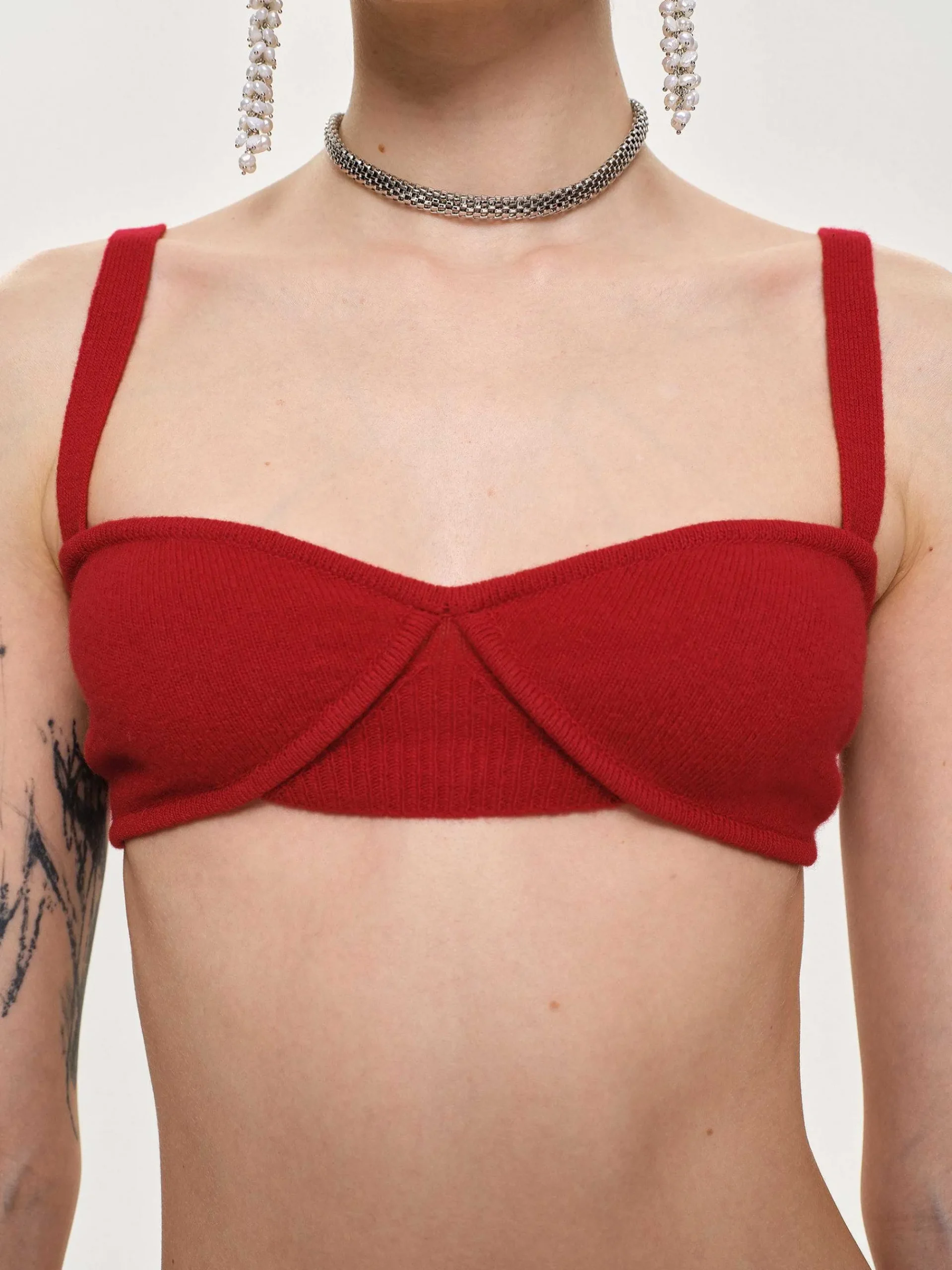 Source Unknown Vêtements-Soutien-Gorge En Tricot Cotele, Rouge