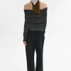 Source Unknown Accessoires-Tricot A Epaules Denudees Tova, Melange Gris Fonce