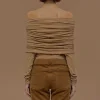 Source Unknown Accessoires-Tricot A Epaules Denudees Tova, Marron Nu