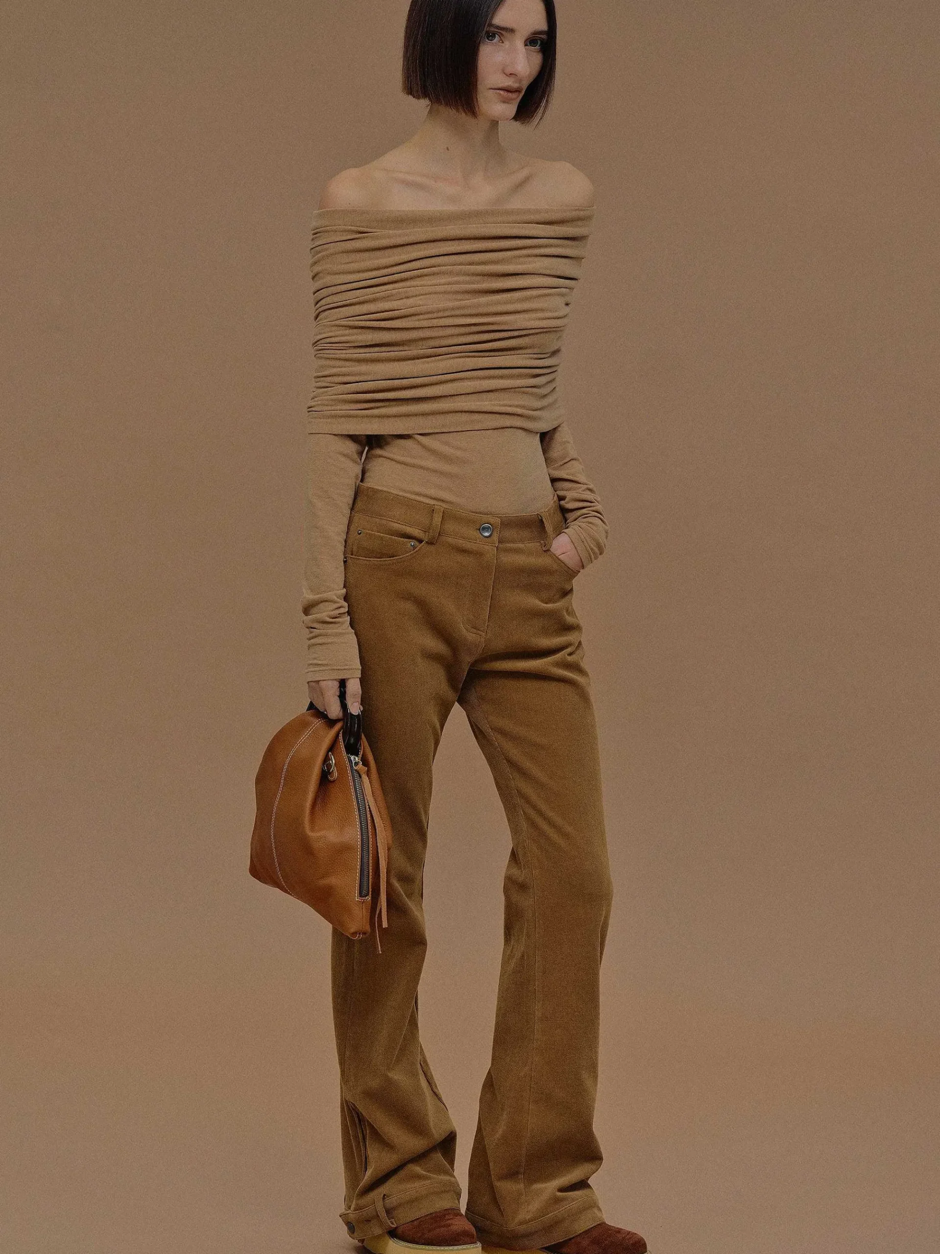 Source Unknown Accessoires-Tricot A Epaules Denudees Tova, Marron Nu