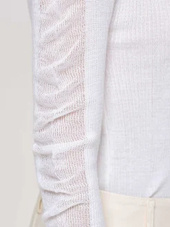 Source Unknown Vêtements-Tricot A Manches Transparentes, Blanc