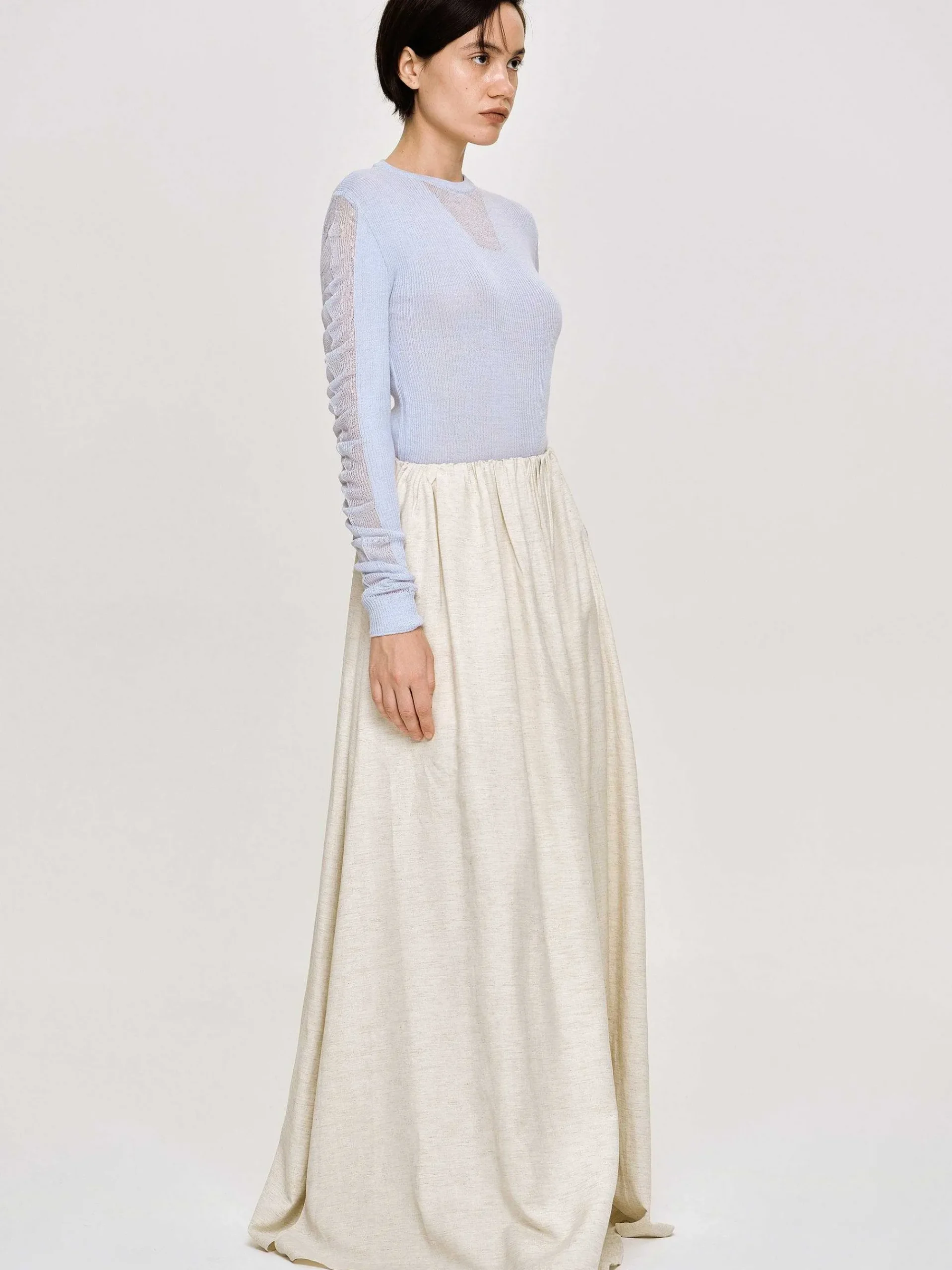 Source Unknown Vêtements-Tricot A Manches Transparentes, Bleu Ciel