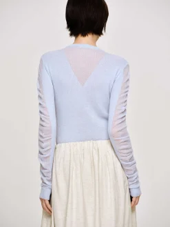 Source Unknown Vêtements-Tricot A Manches Transparentes, Bleu Ciel