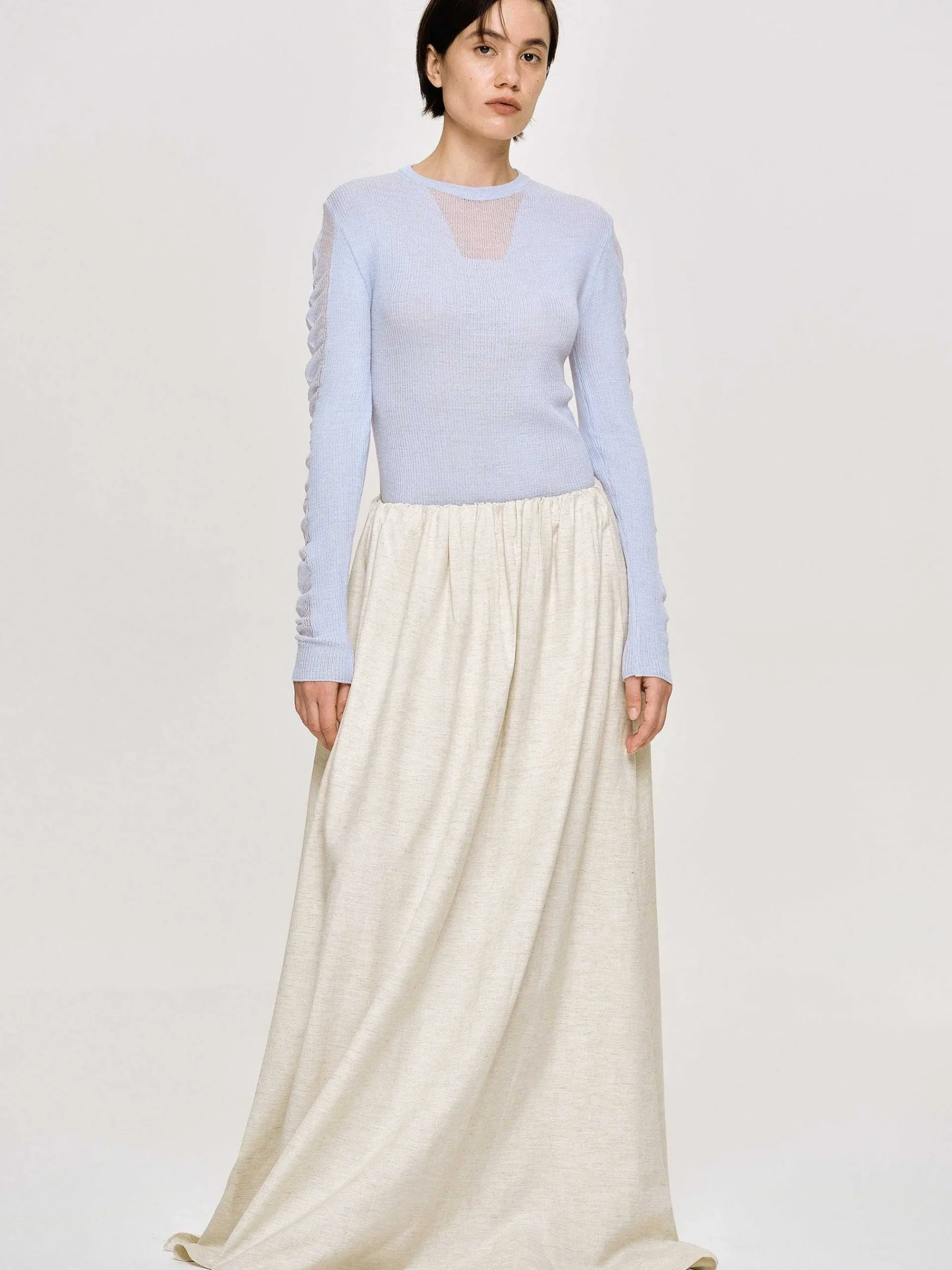 Source Unknown Vêtements-Tricot A Manches Transparentes, Bleu Ciel