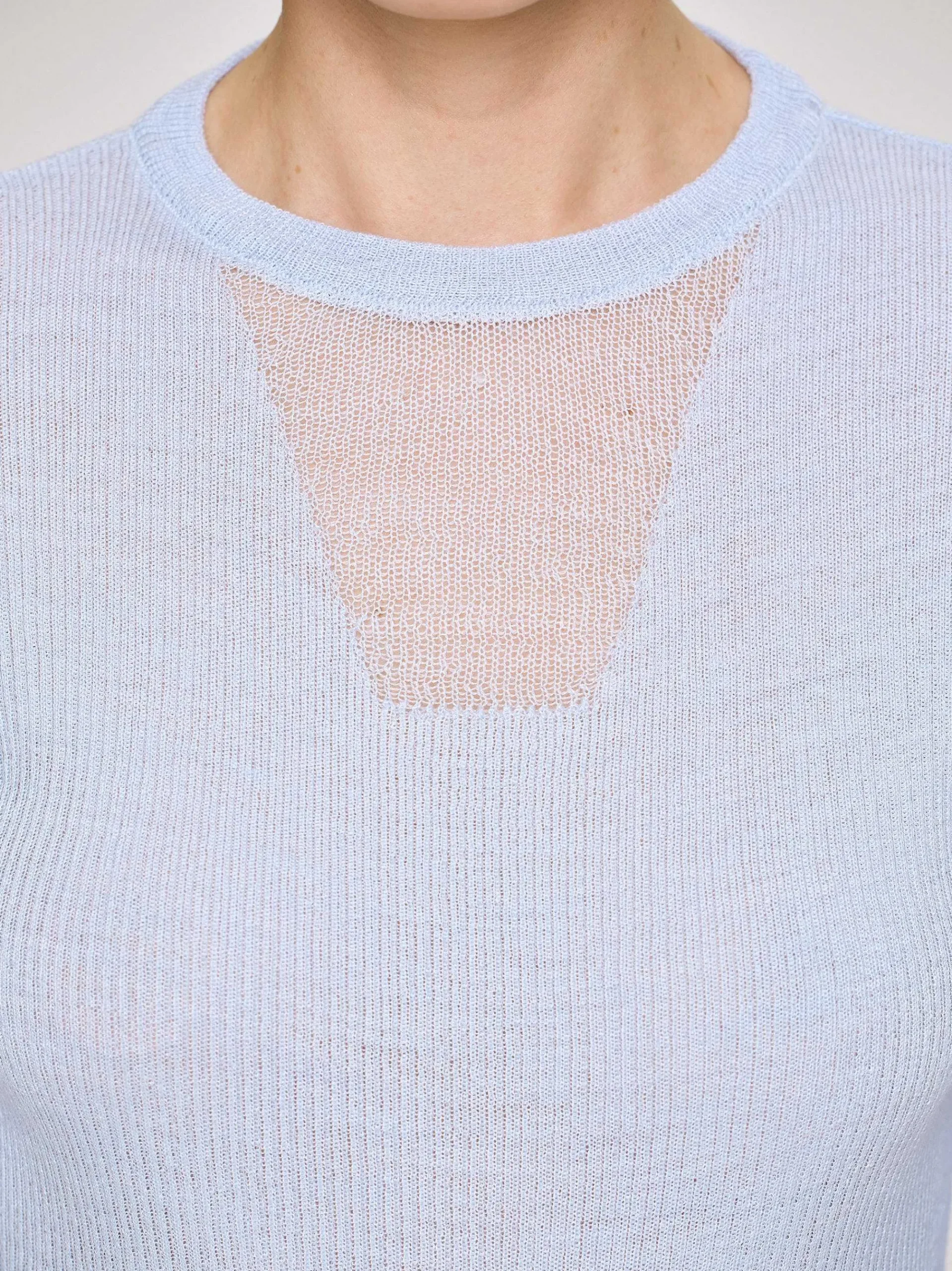 Source Unknown Vêtements-Tricot A Manches Transparentes, Bleu Ciel
