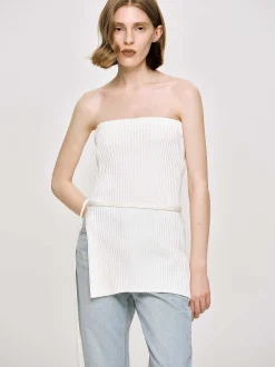 Source Unknown Tricots-Tricot Cotele Long Fendu, Blanc