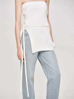 Source Unknown Tricots-Tricot Cotele Long Fendu, Blanc