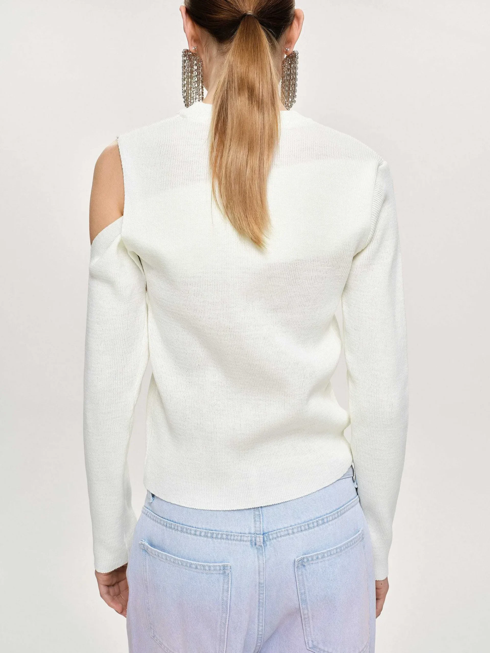 Source Unknown Vêtements-Tricot Drape Decoupe, Blanc
