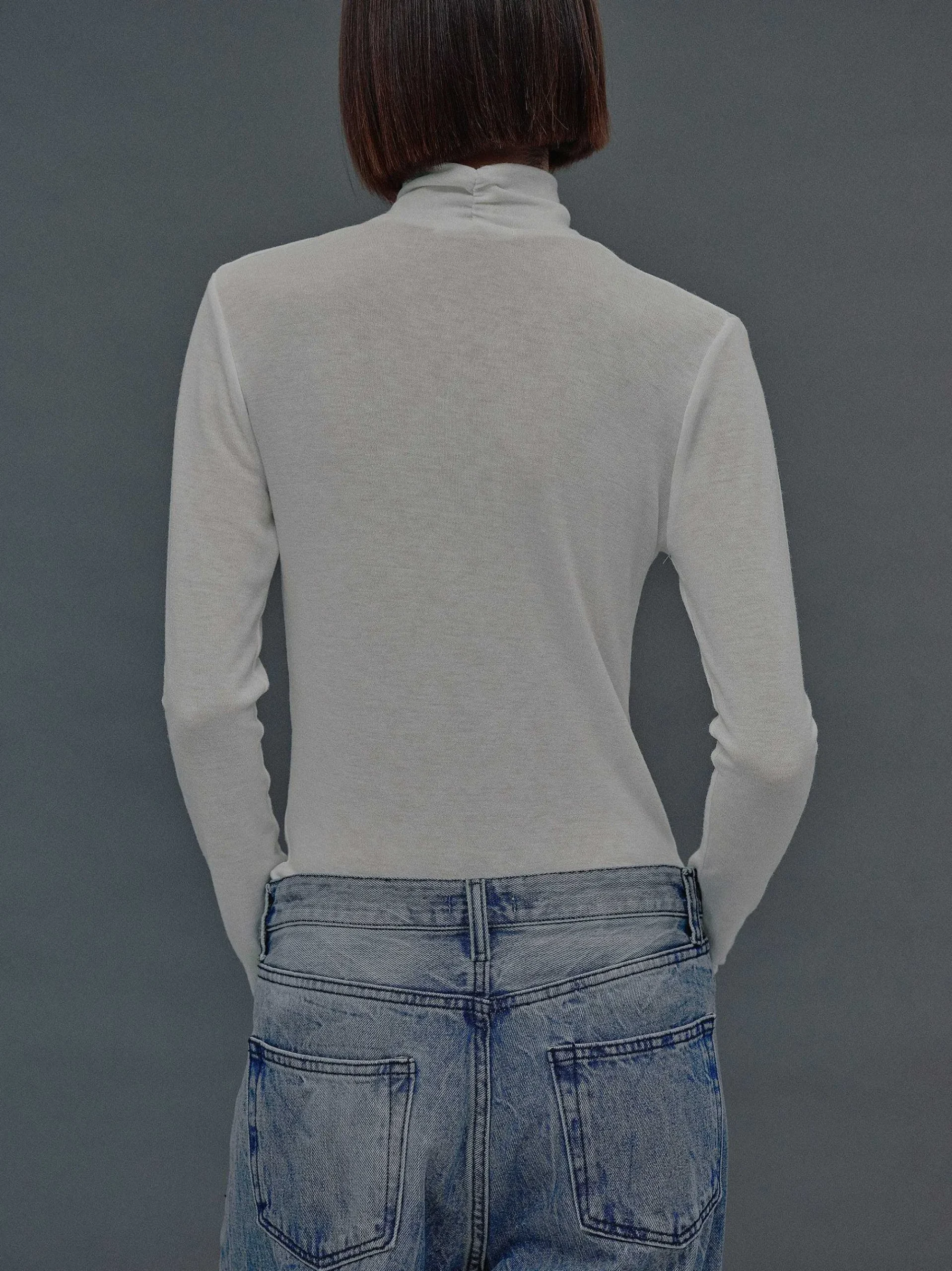 Source Unknown Vêtements-T-Shirt En Laine A Col Croise Daye, Blanc