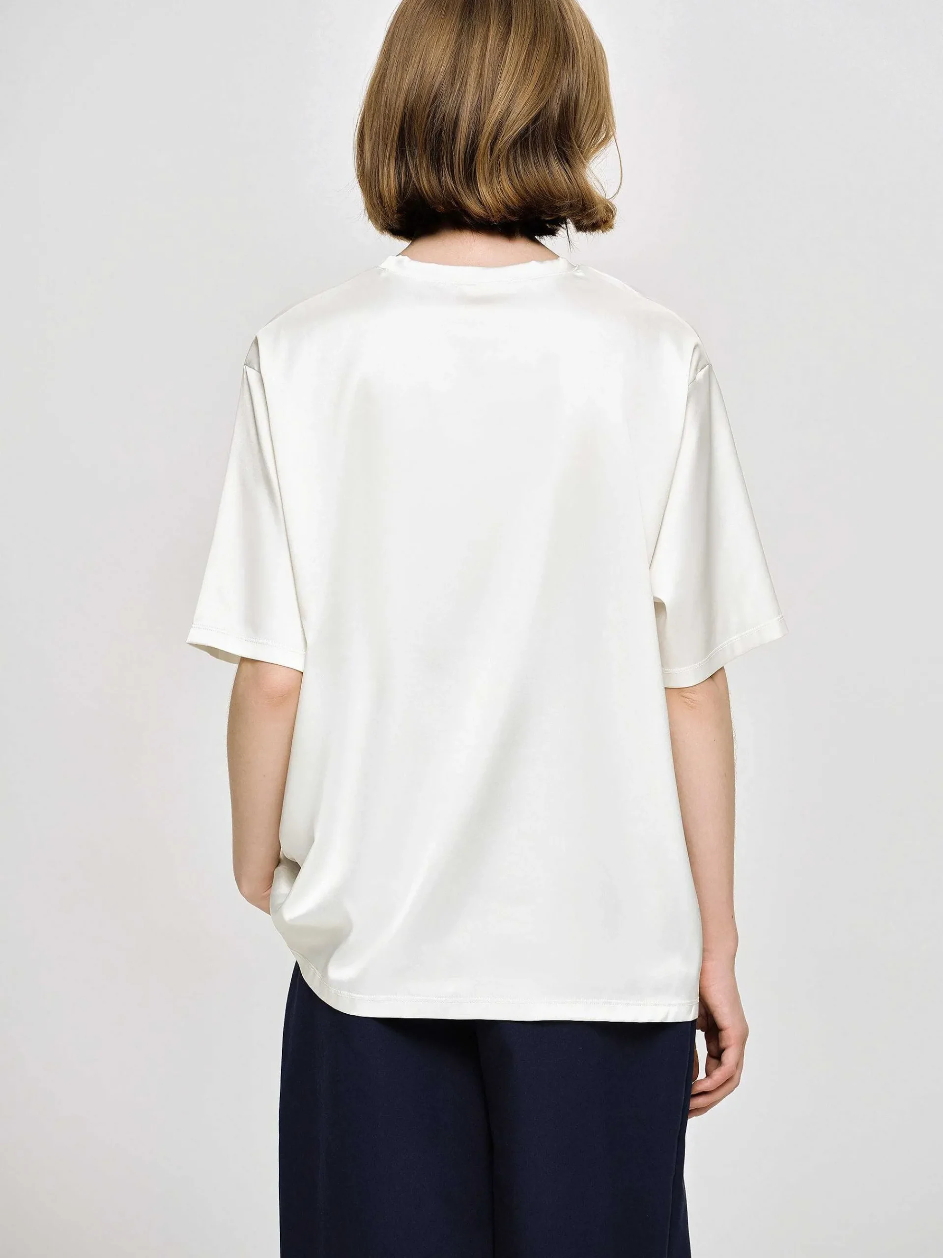 Source Unknown Accessoires-T-Shirt En Satin Soyeux, Blanc