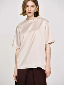 Source Unknown Accessoires-T-Shirt En Satin Soyeux, Rose