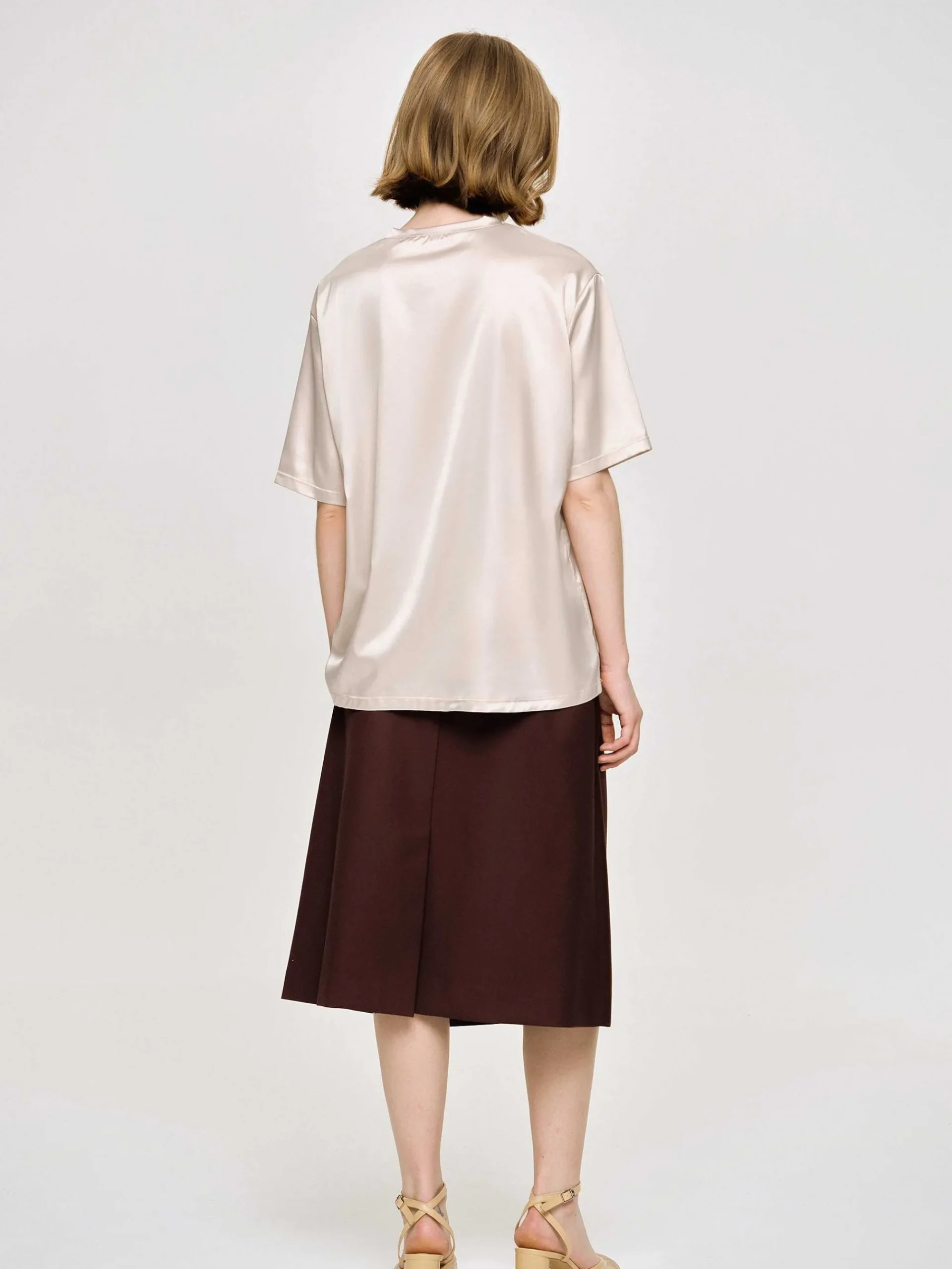 Source Unknown Accessoires-T-Shirt En Satin Soyeux, Rose