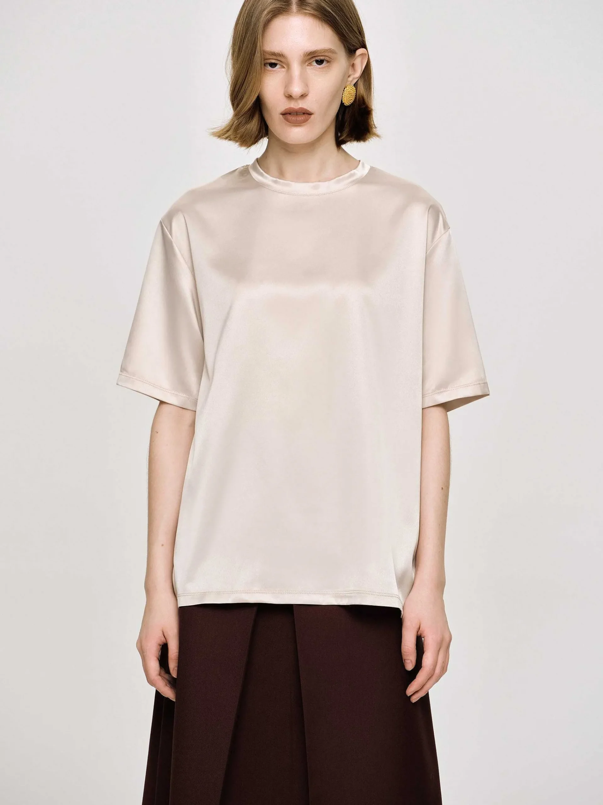 Source Unknown Accessoires-T-Shirt En Satin Soyeux, Rose