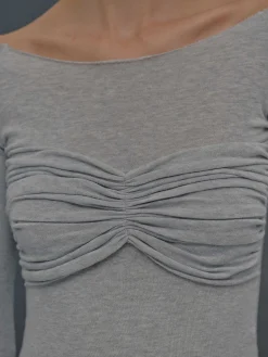 Source Unknown Hauts-T-Shirt Slim En Jersey Bustier, Gris Brume