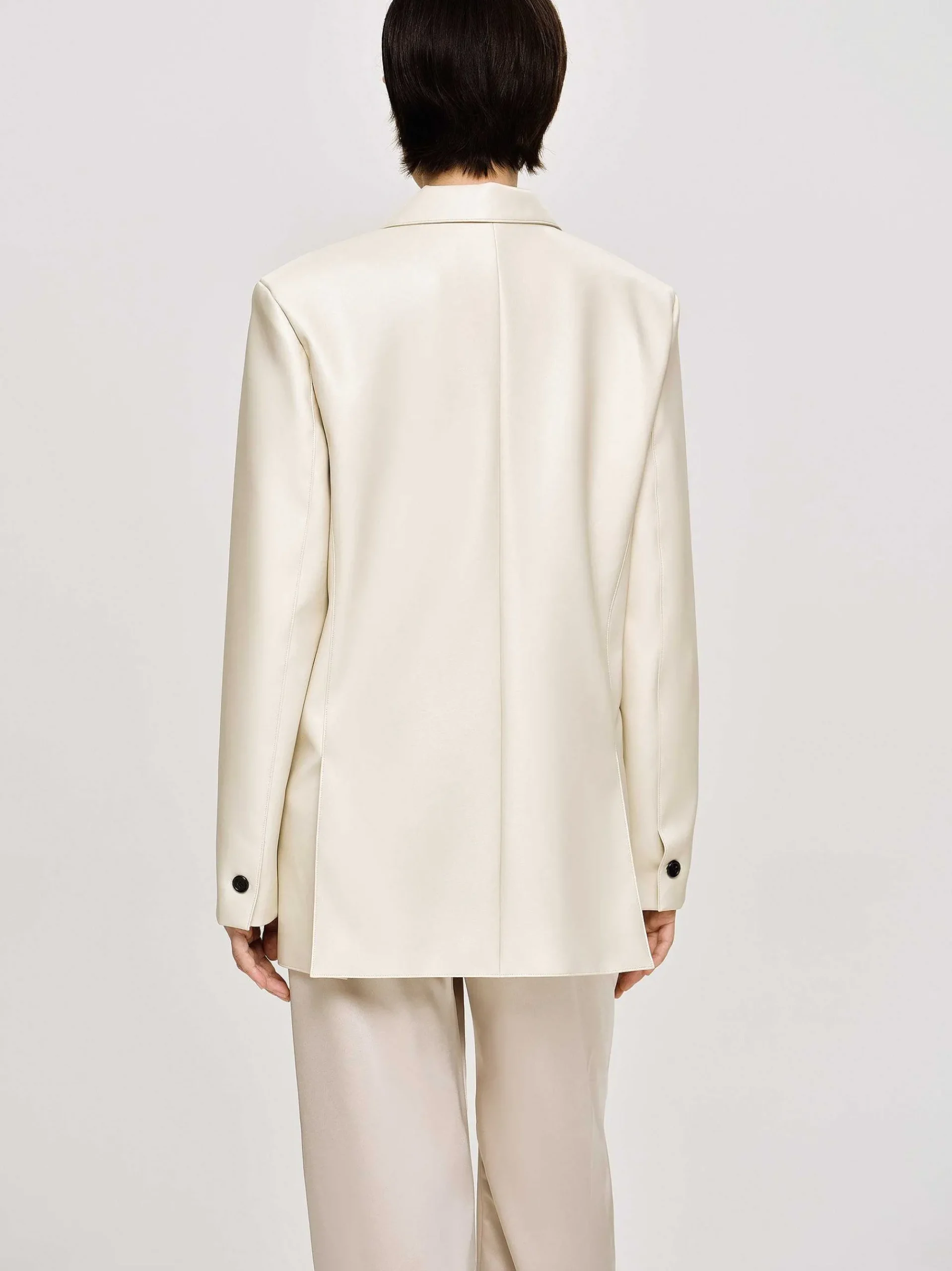 Source Unknown Vêtements D'Exterieur-Veste Boutonnee En Simili Cuir, Beige Chaud