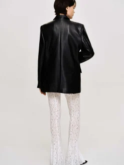 Source Unknown Vêtements-Veste Boutonnee En Similicuir, Noir