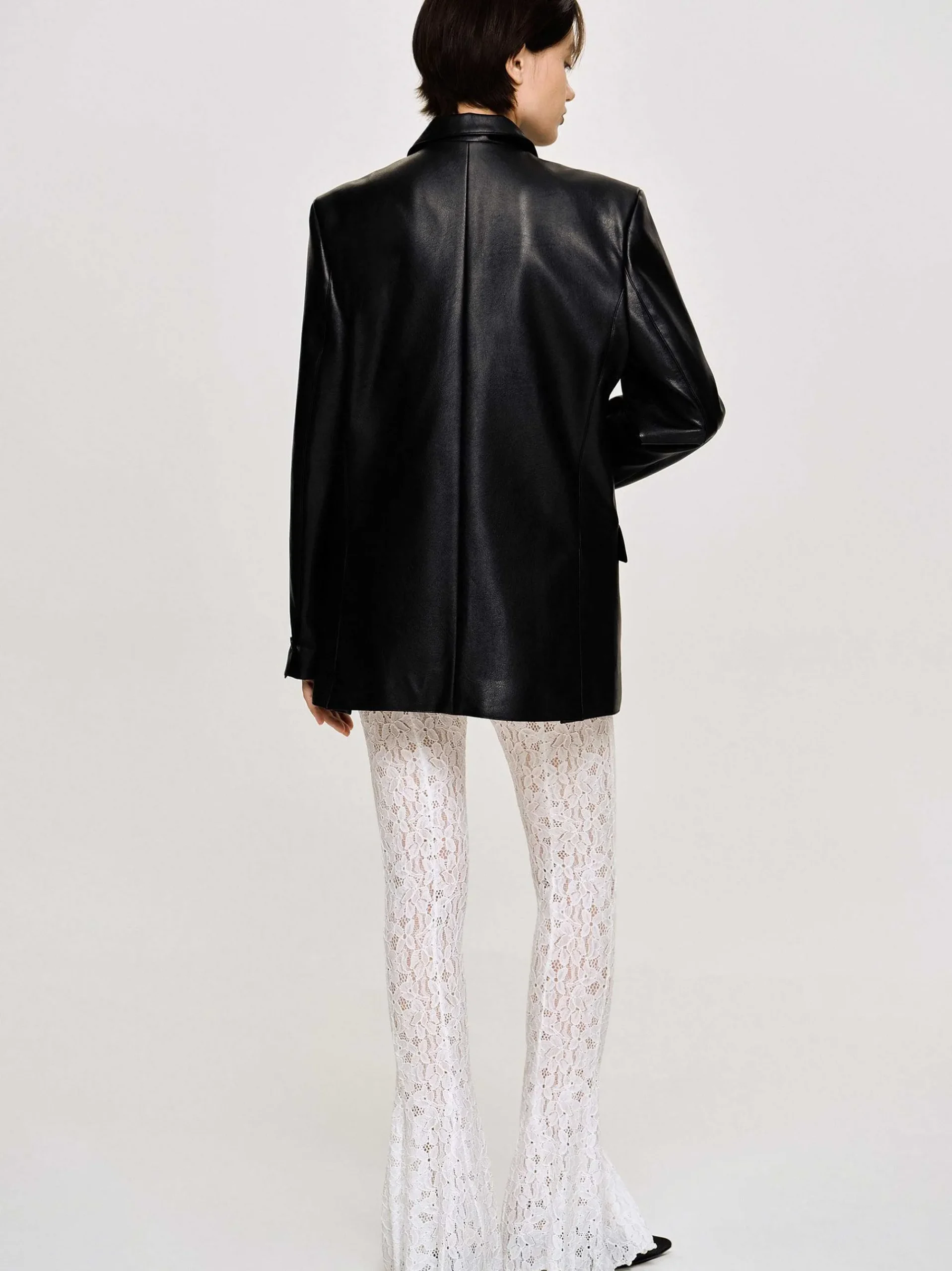 Source Unknown Vêtements-Veste Boutonnee En Similicuir, Noir