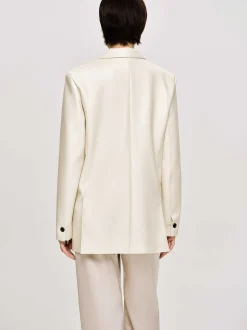 Source Unknown Vêtements-Veste Boutonnee En Simili Cuir, Beige Chaud