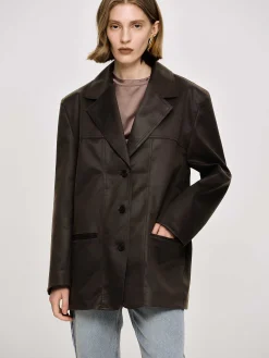 Source Unknown Vêtements-Veste En Simili Cuir Lave, American Bronze