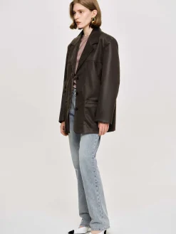 Source Unknown Vêtements-Veste En Simili Cuir Lave, American Bronze