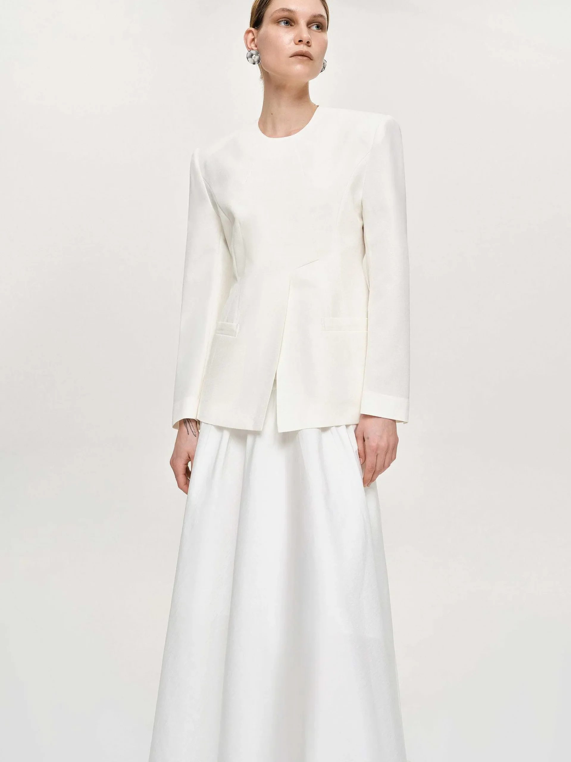 Source Unknown Accessoires-Veste Fendue A Taille Cintree, Ivoire