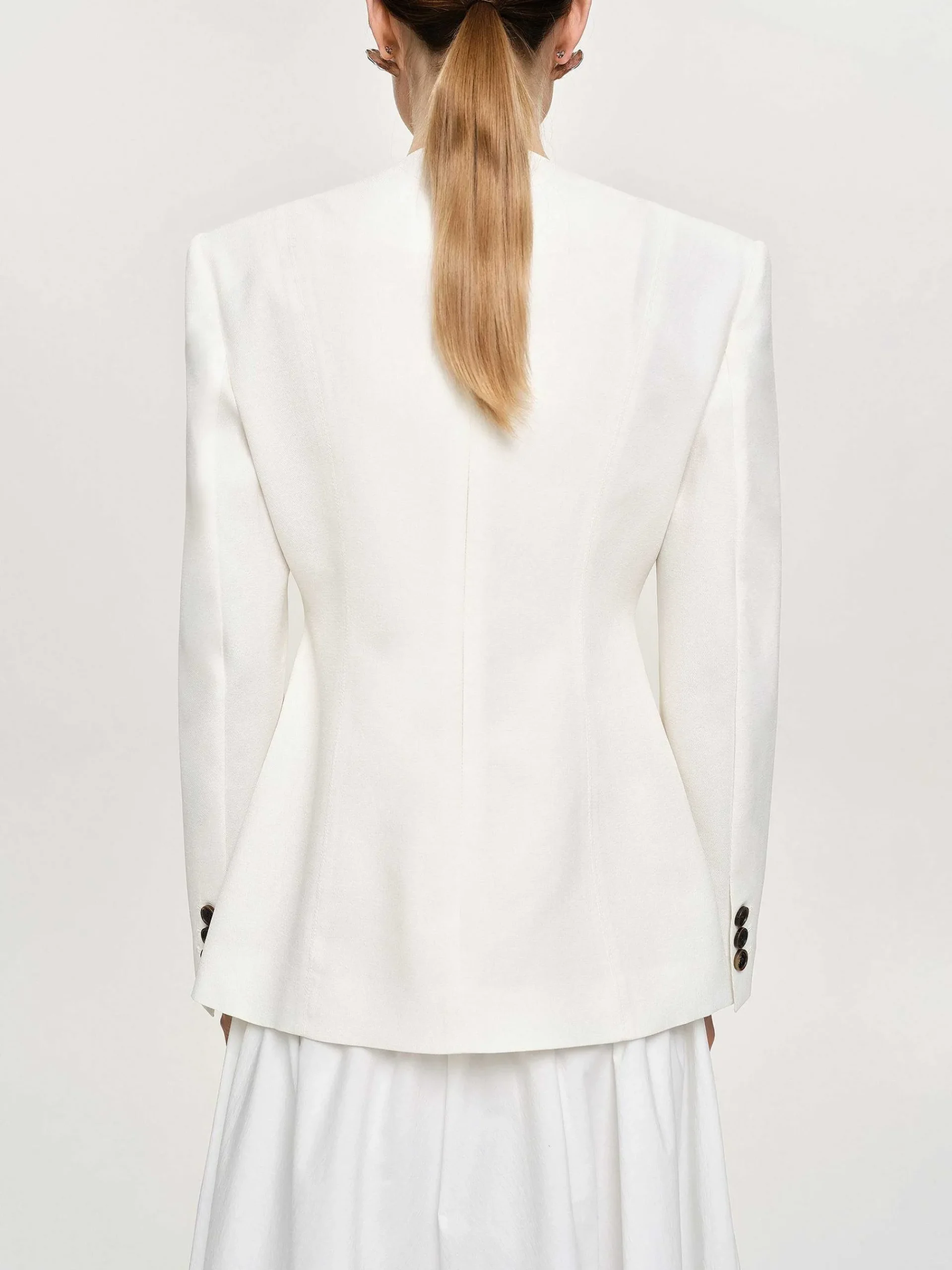 Source Unknown Accessoires-Veste Fendue A Taille Cintree, Ivoire